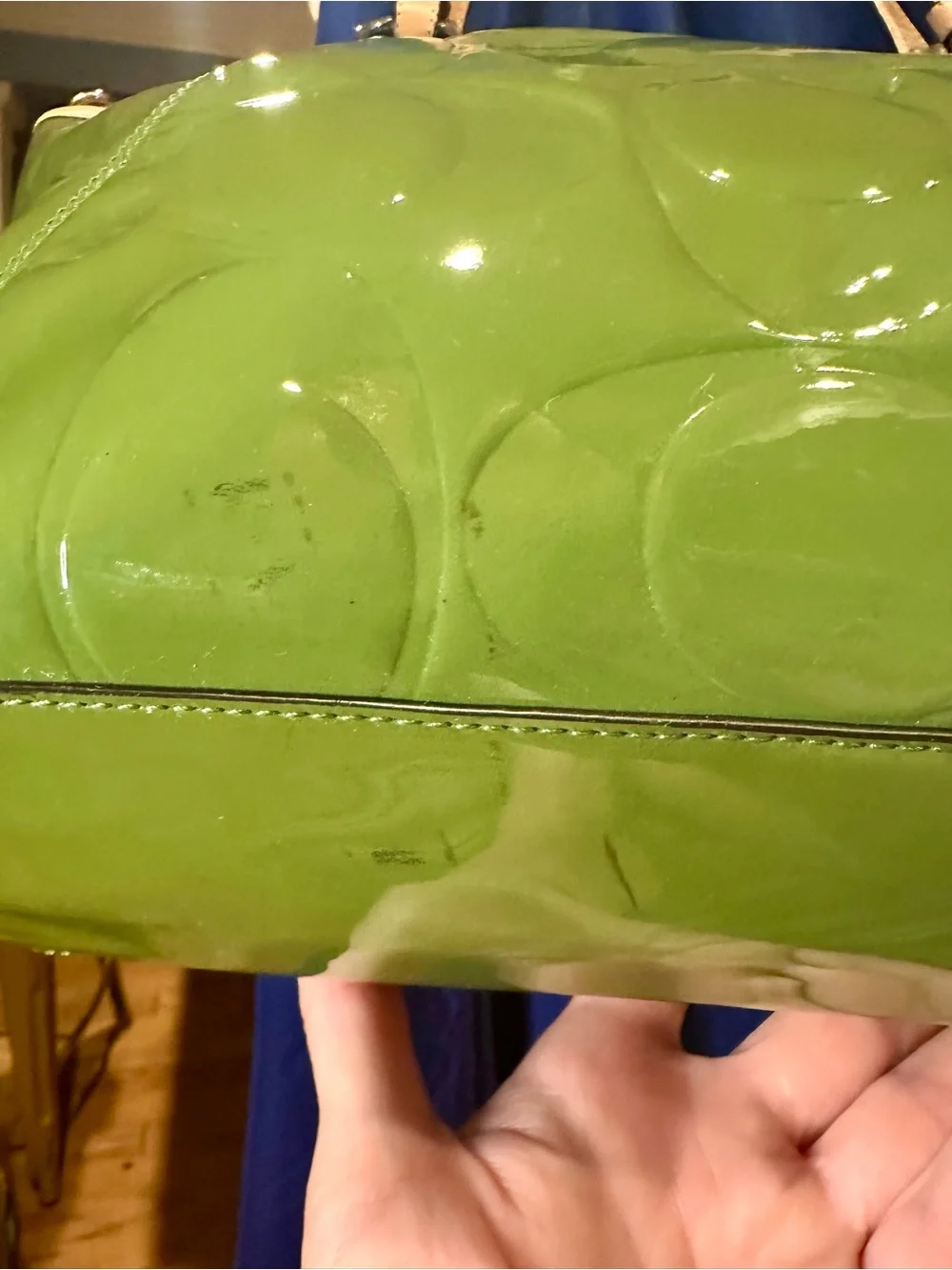 Coach Peyton Embossed Patent Leather Tote Bag F20028 Apple Green